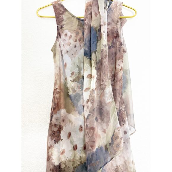 Vintage City Triangles Fairy Floral Neck Scarf Mini Dress Size Small Y2K 90s - Picture 5 of 10